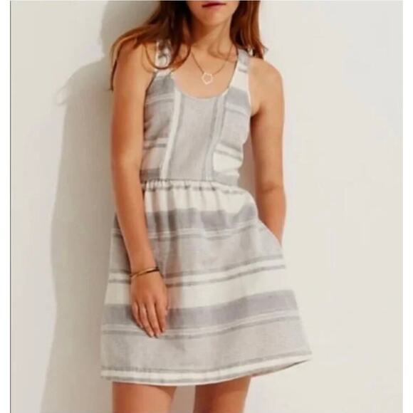 Lou & Grey Women's Striped Linen Racerback Dress Size 10 - Picture 1 of 7